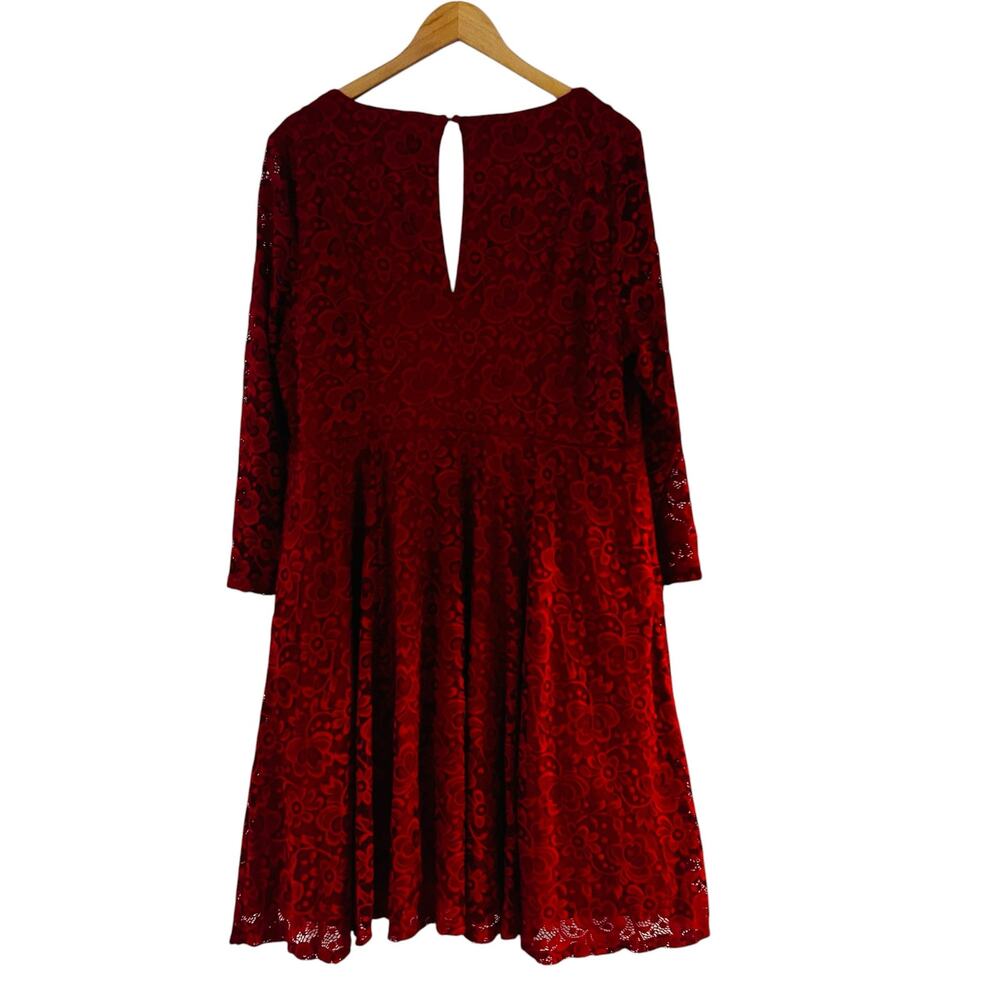 Torrid Lace V Neck Long Sleeve Dress Size 2X Red - Picture 3 of 8